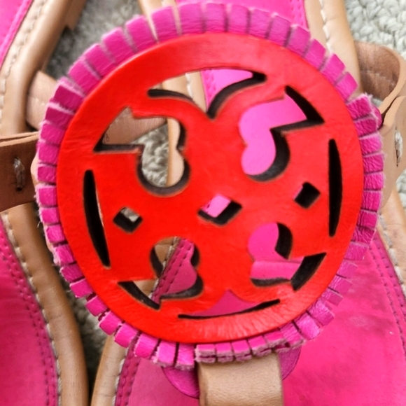 Tory Burch Hot Pink Fringe Miller Sandal Thong Brazil Ladies US 10 - Picture 3 of 11